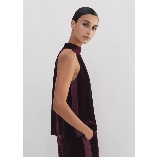 Silk-Blend Velvet Halterneck Top - Image 5