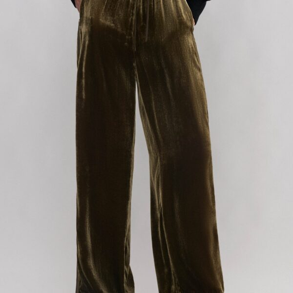 Me and Em Silk-Blend Velvet Relaxed Tapered Pant, view 4