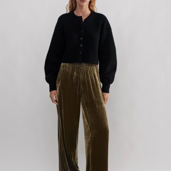 Me and Em Silk-Blend Velvet Relaxed Tapered Pant, view 5