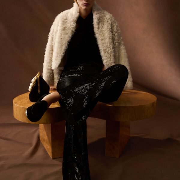 Me and Em Silk-Blend Velvet Sequin Flare Pant, view 2