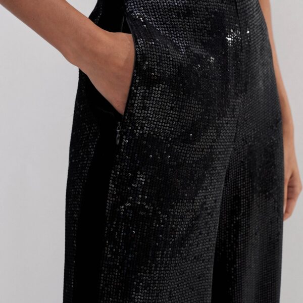 Me and Em Silk-Blend Velvet Sequin Flare Pant, view 4