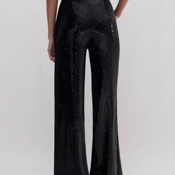 Me and Em Silk-Blend Velvet Sequin Flare Pant, view 5