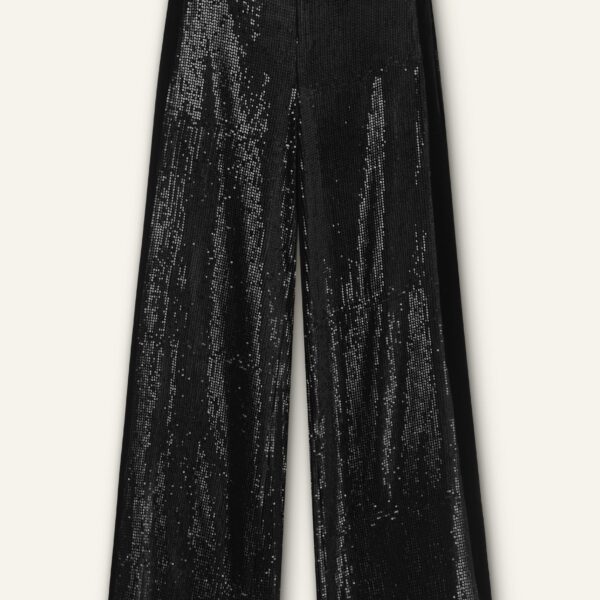 Me and Em Silk-Blend Velvet Sequin Flare Pant, view 6