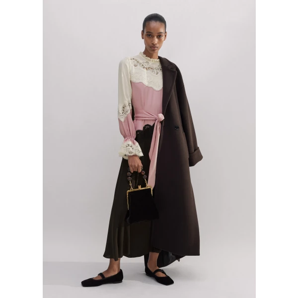 Silk Color Block Lace Maxi Dress + Belt - Image 5