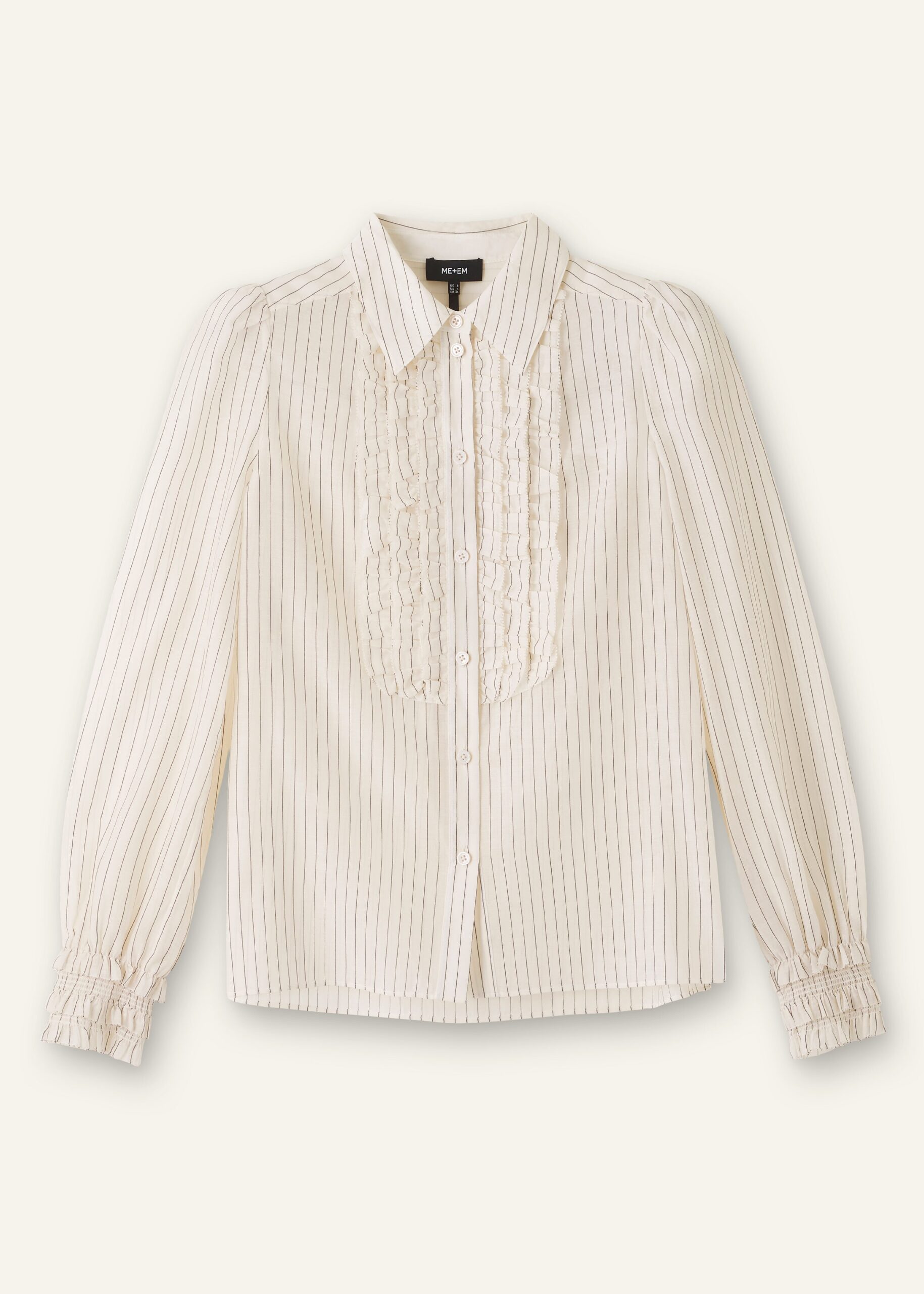 Me and Em Silk Cotton Pinstripe Ruffle Blouse Me and Em dress