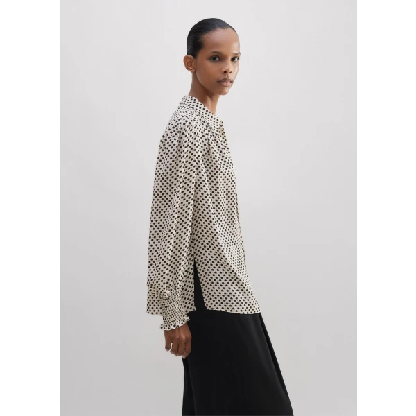 Silk Daisy Polka Dot Print Swing Blouse - Image 5