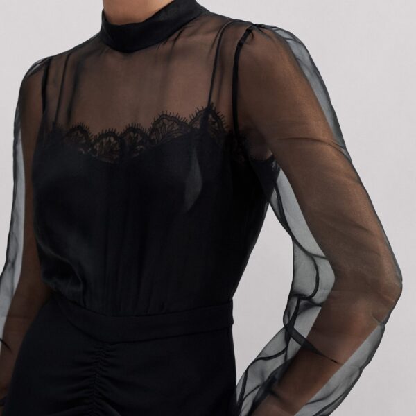 Me and Em Silk Organza Lace Maxi Dress, view 3