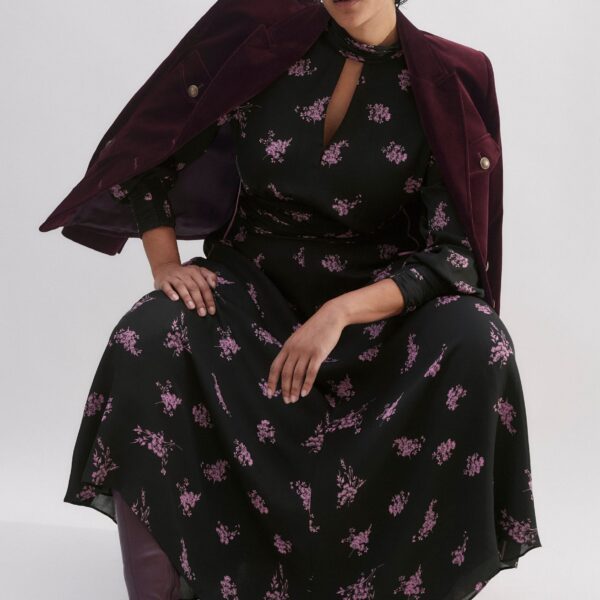 Me and Em Silk Scattered Floral Print Maxi Dress, view 3