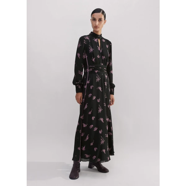 Silk Scattered Floral Print Maxi Dress - Image 5