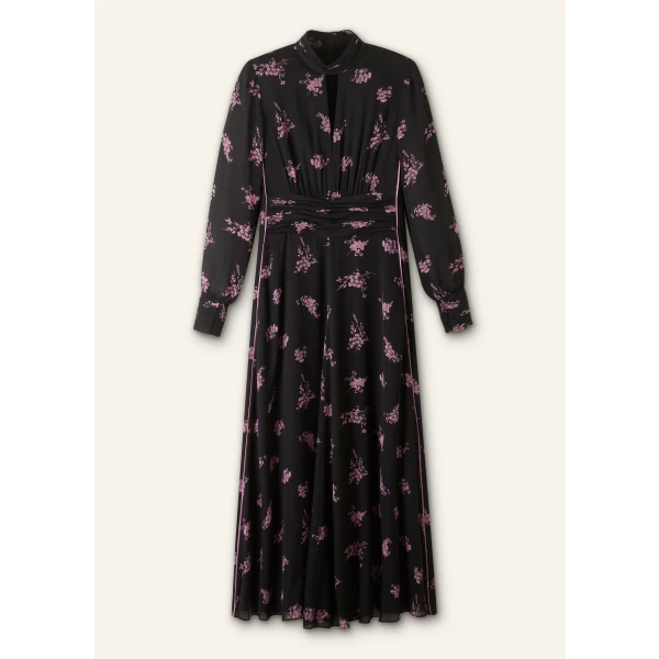 Silk Scattered Floral Print Maxi Dress - Image 6