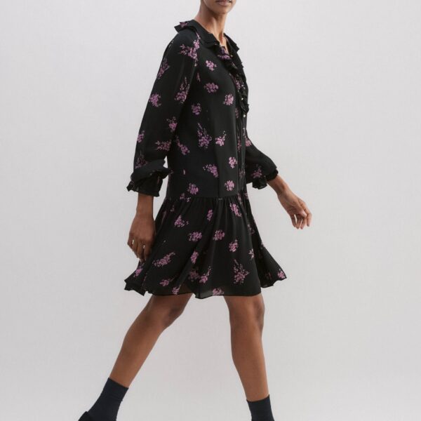 Me and Em Silk Scattered Floral Print Short Dress, view 2