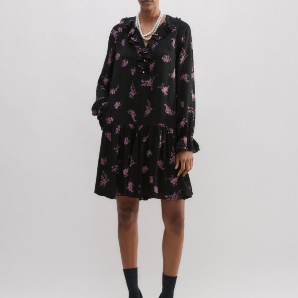Me and Em Silk Scattered Floral Print Short Dress, view 3