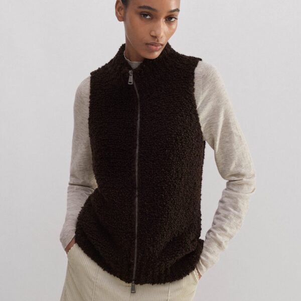 Me and Em Teddy Merino Bouclé Two-Way Zip Vest, view 3