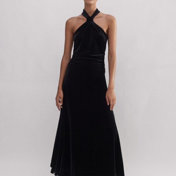 Me and Em Velour Halterneck Maxi Dress, view 2