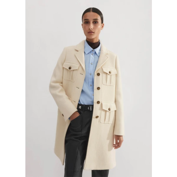 Wool-Blend Military A-Line Coat - Image 5