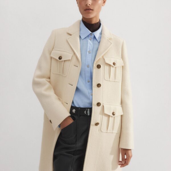Me and Em Wool-Blend Military A-Line Coat, view 5