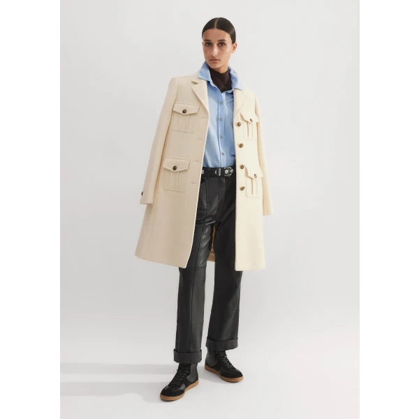 Wool-Blend Military A-Line Coat - Image 6