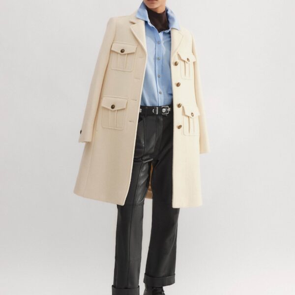 Me and Em Wool-Blend Military A-Line Coat, view 6