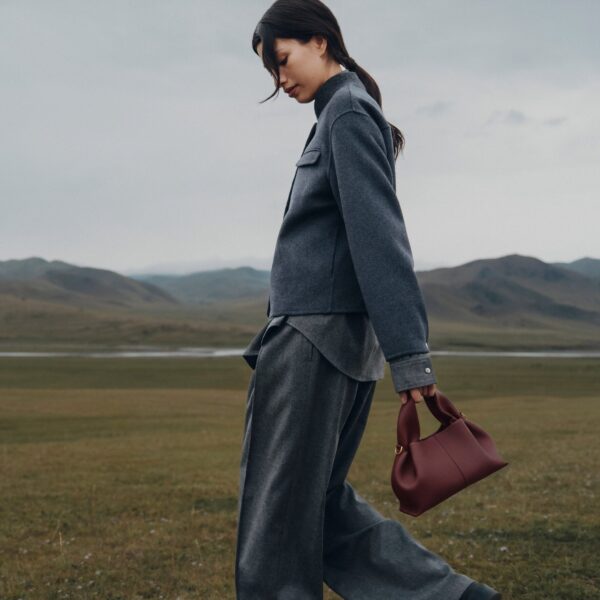 Polene Numéro Neuf Mini Edition Textured Black Cherry Bag, view 2