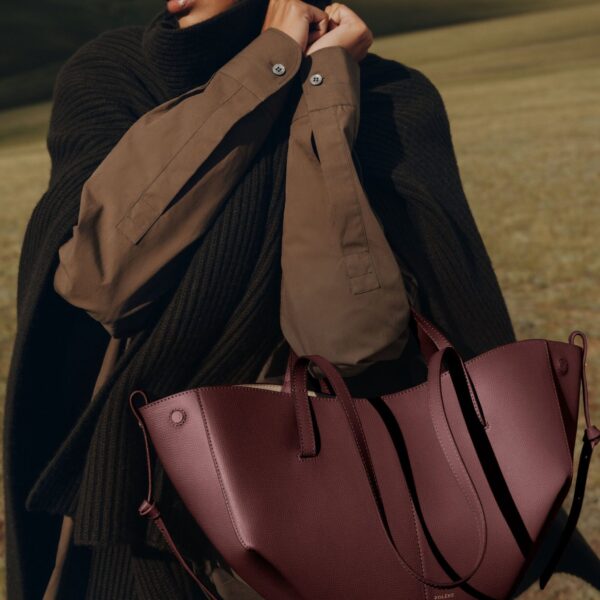 Polene Cyme Mini Edition Textured Black Cherry Bag, view 2