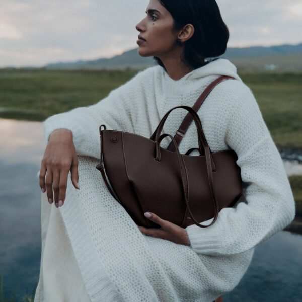 Polene Cyme Mini Edition Textured Ebony Bag, view 2