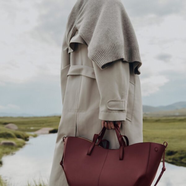 Polene Cyme Edition Textured Black Cherry Bag, view 2