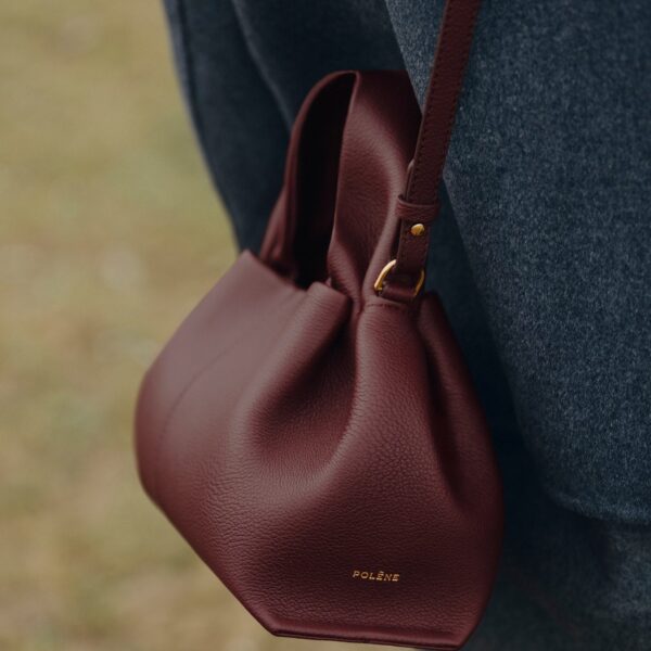 Polene Numéro Neuf Mini Edition Textured Black Cherry Bag, view 3