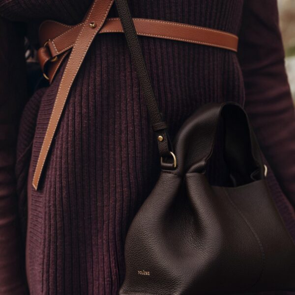 Polene Numéro Neuf Mini Edition Textured Ebony Bag, view 3