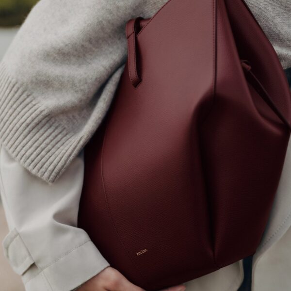 Polene Cyme Edition Textured Black Cherry Bag, view 3