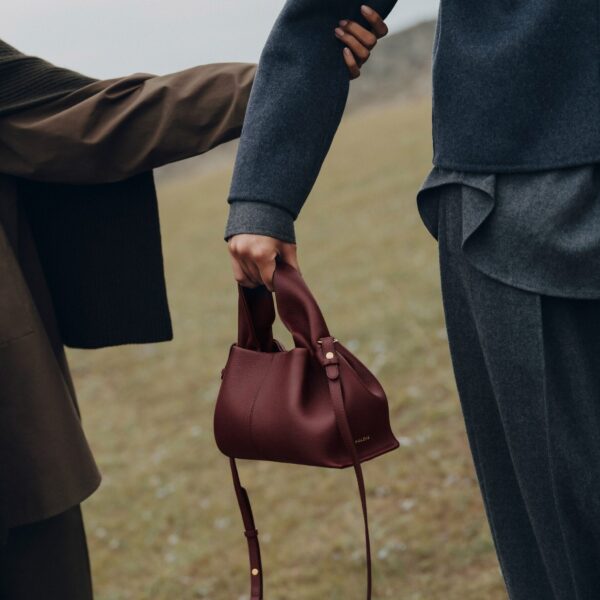 Polene Numéro Neuf Mini Edition Textured Black Cherry Bag, view 4