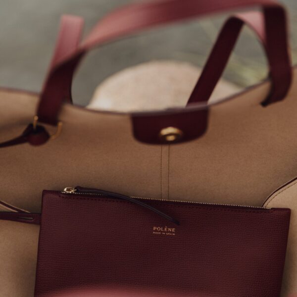 Polene Cyme Mini Edition Textured Black Cherry Bag, view 4