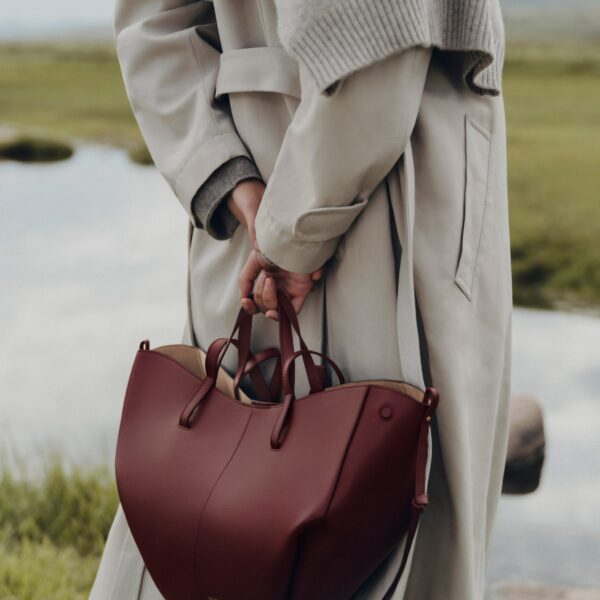 Polene Cyme Edition Textured Black Cherry Bag, view 5