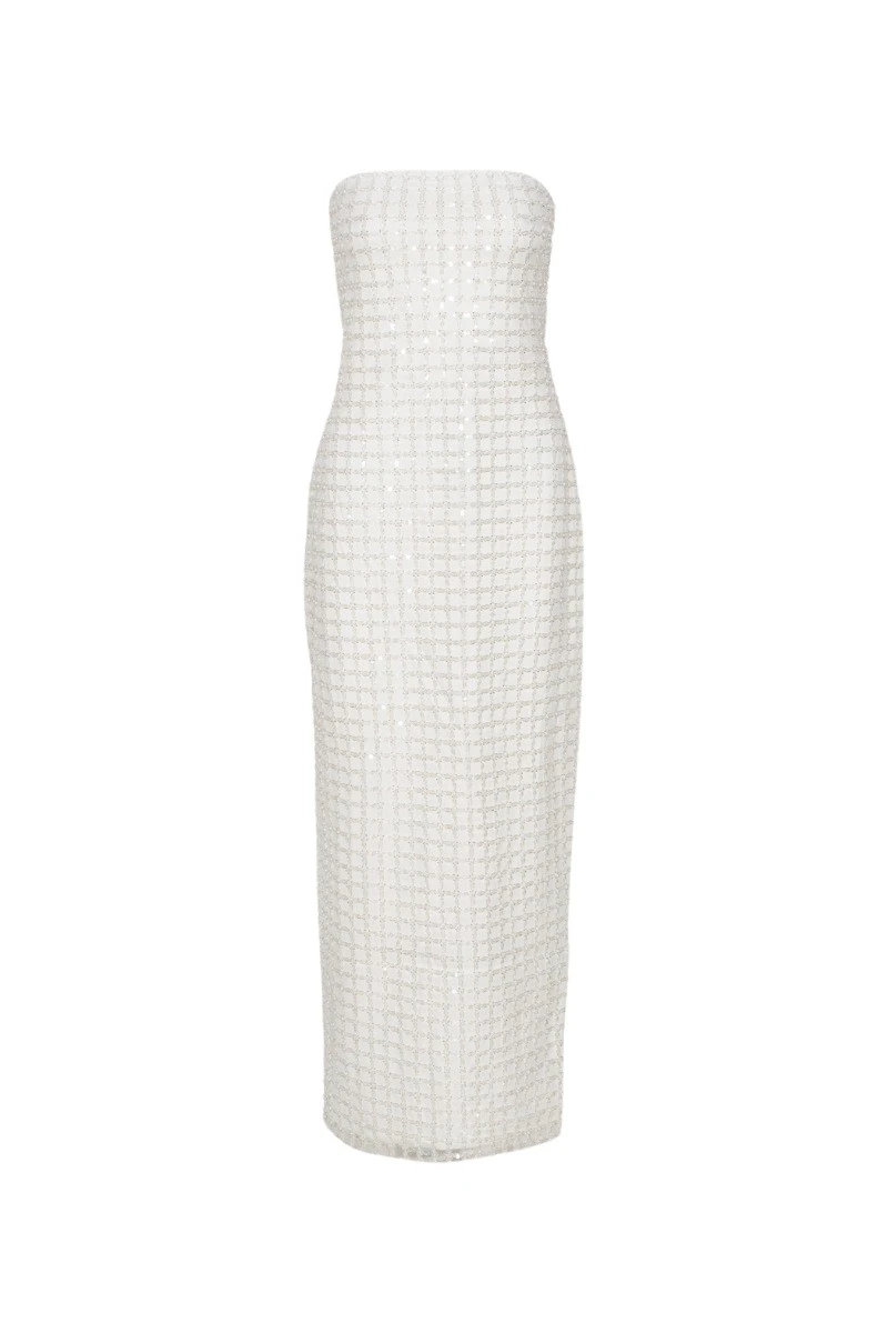 Rotate-Birger-Christensen-Beaded-Maxi-Tube-Dress-White98839_nobg Beaded Maxi Tube Dress White - Image 1