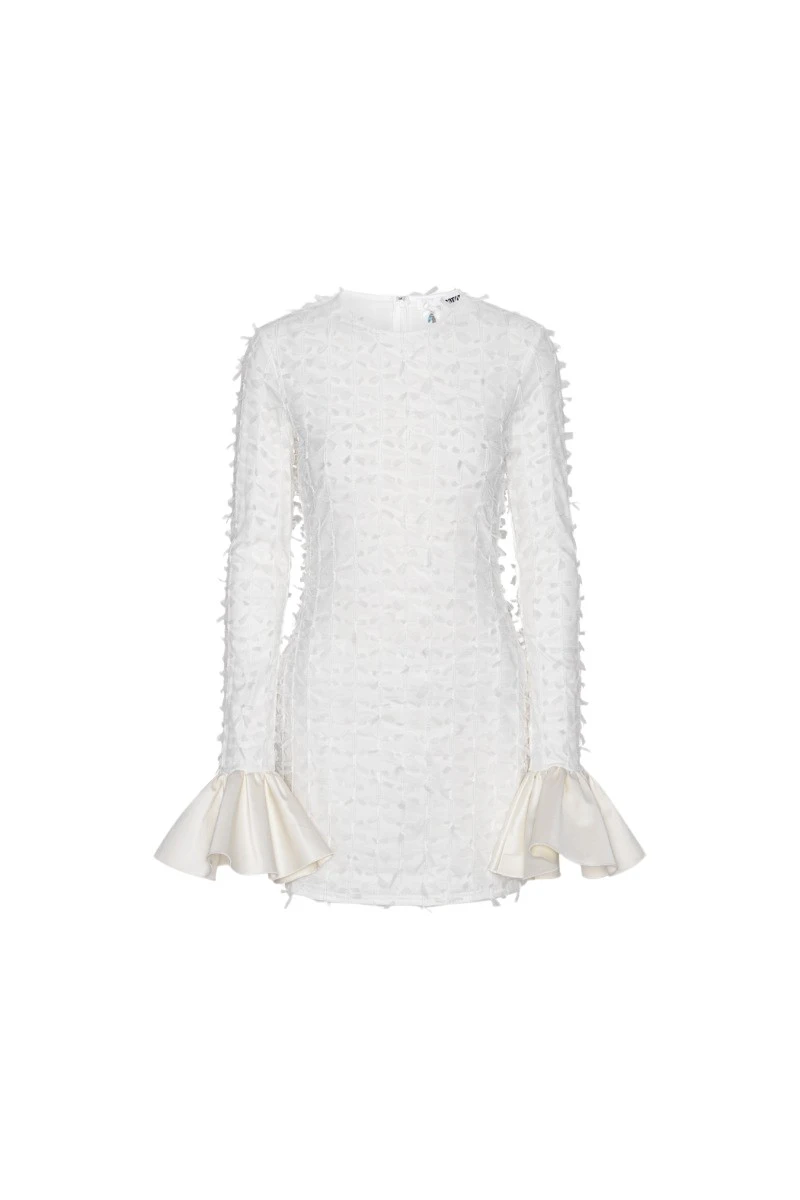 Rotate-Birger-Christensen-Bow-Mini-Ls-Dress-White28448_nobg Bow Mini Ls Dress White - Image 1