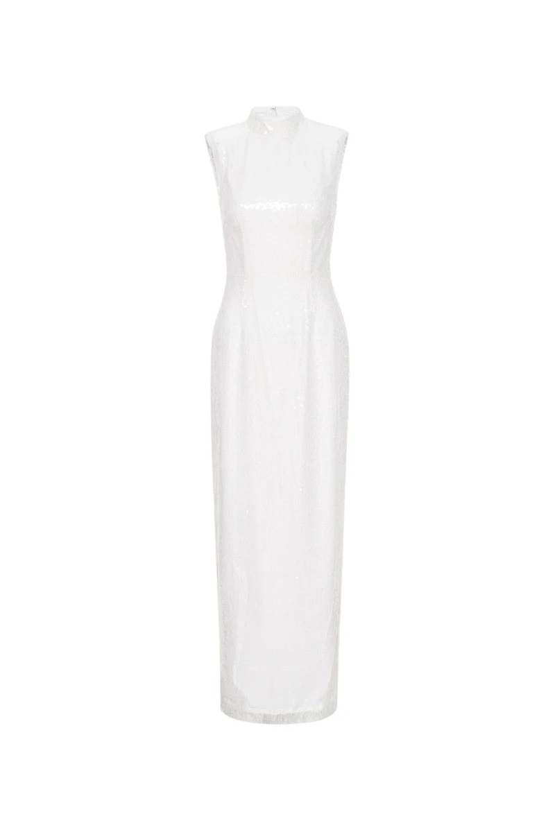 Rotate-Birger-Christensen-Sequin-Maxi-Dress-White68813_nobg Sequin Maxi Dress White - Image 1