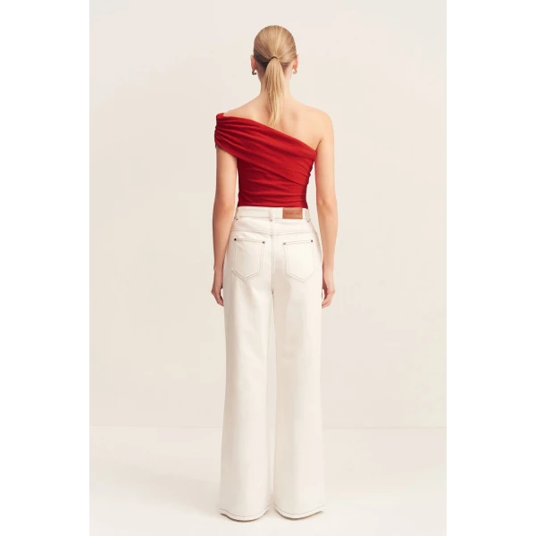 Beau One Shoulder Top - Chilli - Image 7