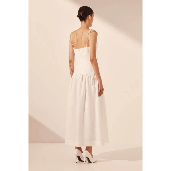 Blanc Gathered Midi Dress - Image 7
