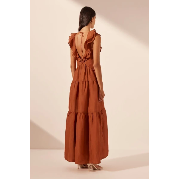 Celeste Layered Maxi Dress - Rust - Image 7