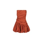 Celeste Strapless Bubble Mini Dress - Rust