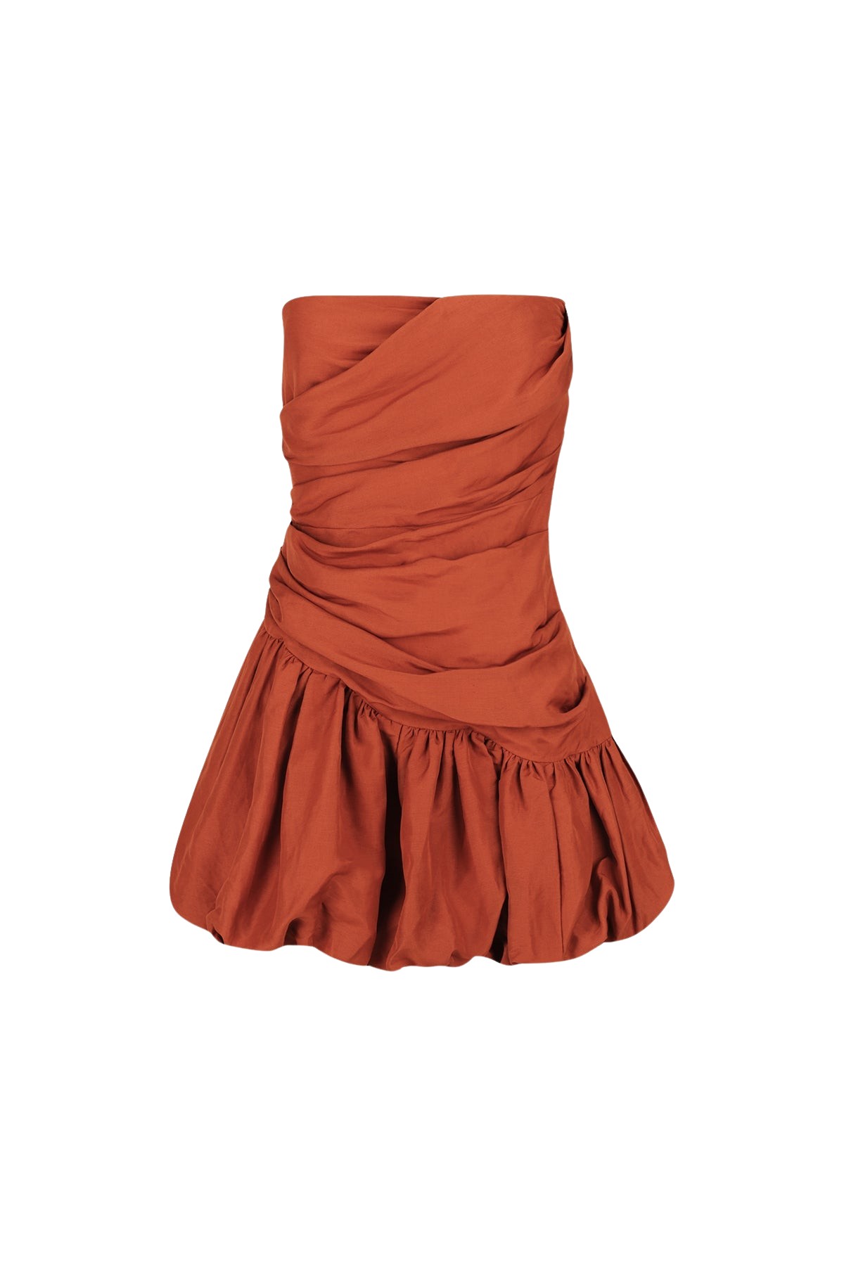 Shona Joy Celeste Strapless Bubble Mini Dress – Rust