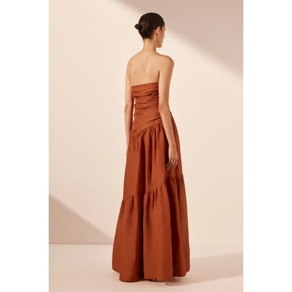 Celeste Strapless Tiered Maxi Dress - Rust - Image 7
