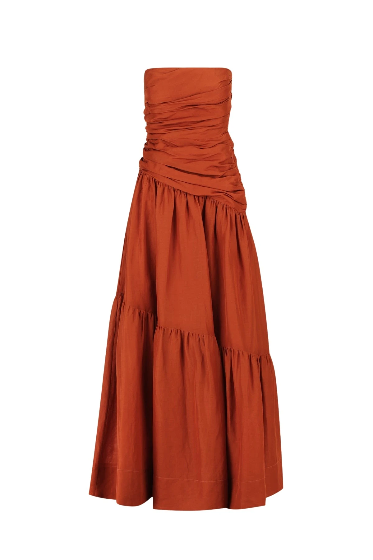 Shona-Joy-Celeste-Strapless-Tiered-Maxi-Dress-Rust50991_nobg Celeste Strapless Tiered Maxi Dress - Rust - Image 1