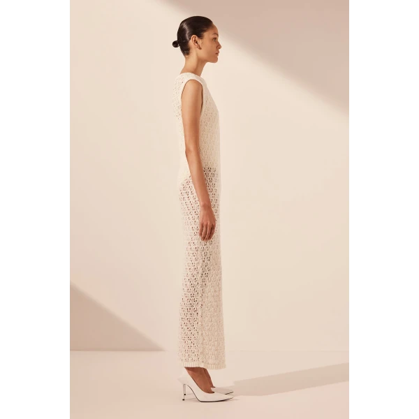 Emilio Round Neck Midi Dress - Rice - Image 7