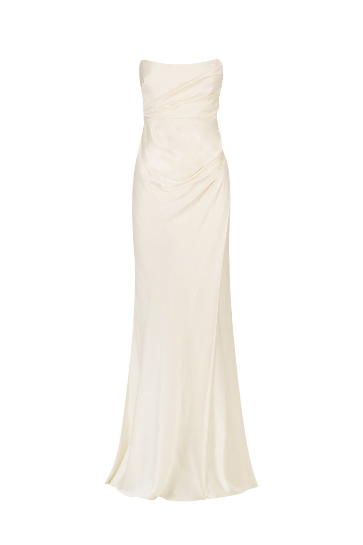 Shona Joy La Lune Cumulus Silk Strapless Draped Corset Maxi Dress – Ivory
