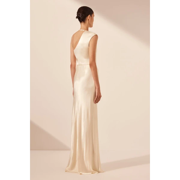 La Lune Draped Maxi Dress - Cream - Image 7