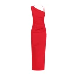 Lani Asymmetrical Gathered Maxi Dress - Chilli