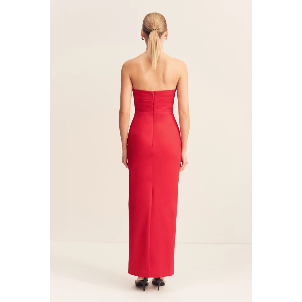 Lani Strapless Draped Maxi Dress - Chilli - Image 7