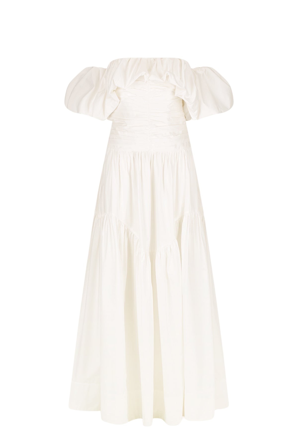 Shona Joy Maiori Off Shoulder Ruched Bodice Maxi Dress – Ivory