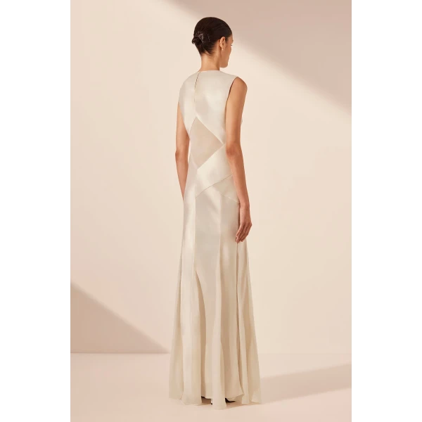 Moraya Godet Maxi Dress - Pearl - Image 7