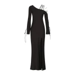 Nora Lace Detail Maxi Dress - Black